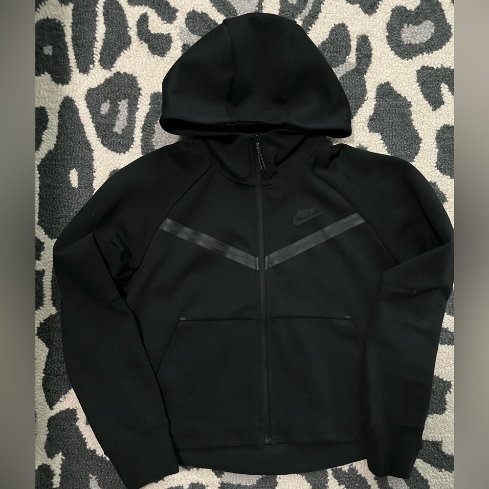 Ladies black tech fleece zip up hoodie sweater small